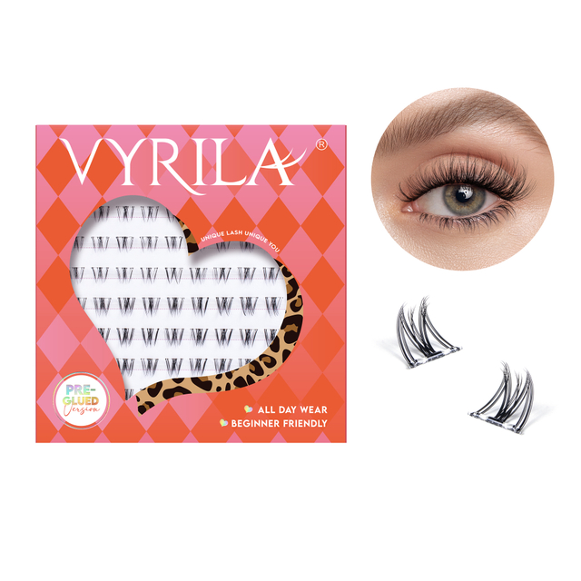 VYRILA Self Adhesive Bottom Lash Clusters No Glue Needed DIY Eyelash Extensions Portable Pre Glued Bottom Lashes ZE93