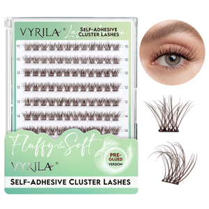 VYRILA Self Adhesive Lash Clusters Brown Colour lash clusters No Glue Needed DIY Eyelash Extensions Pre Glued-Hush