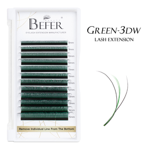 BEFER Green W Shaped Bloom 3D Automatic Flowering Premade Fans Eyelashes