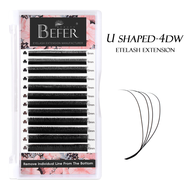 BEFER U Shape 4D W Eyelashes Premade Fans Eyelashes Extensions