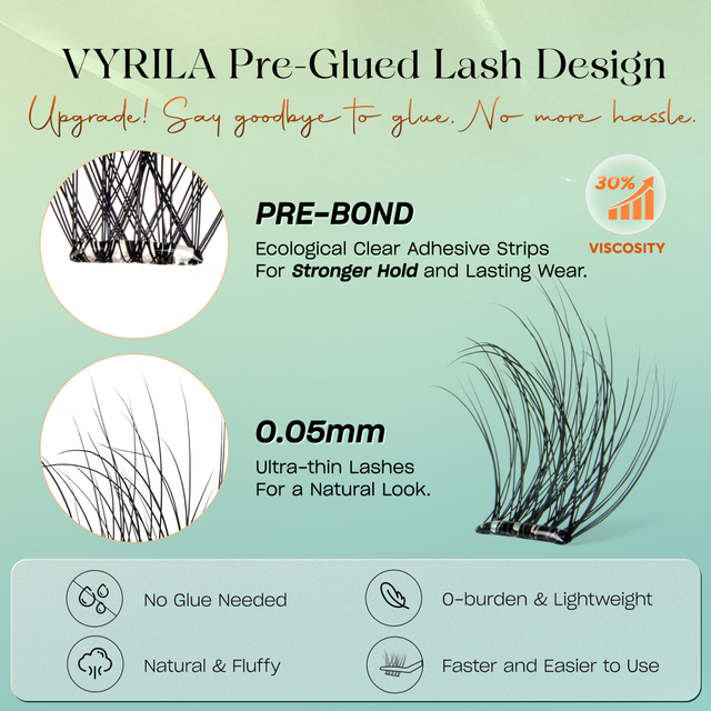 VYRILA Self Adhesive Lash Clusters No Need Glue Lash Clusters 