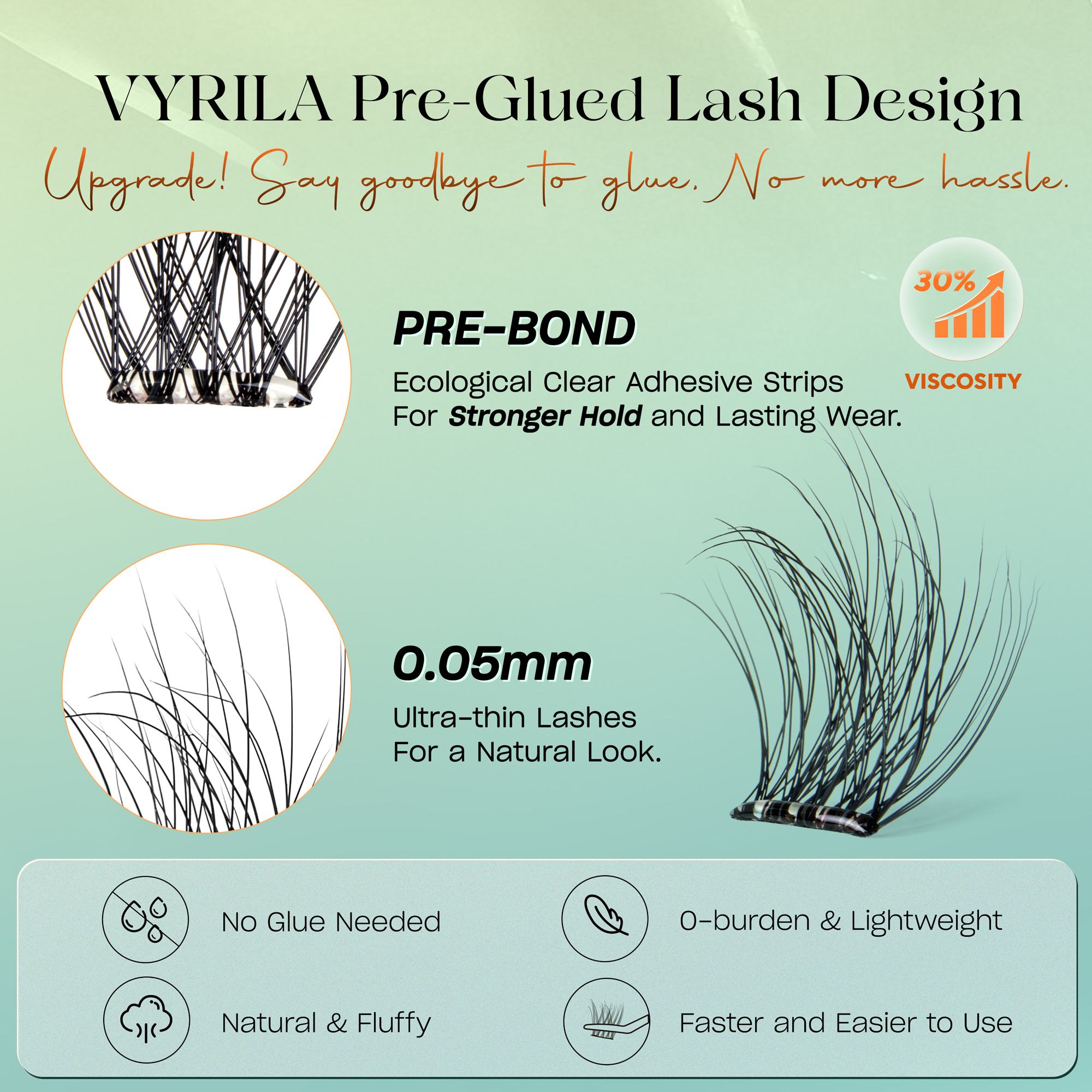 VYRILA Self Adhesive Lash Clusters No Need Glue Lash Clusters 