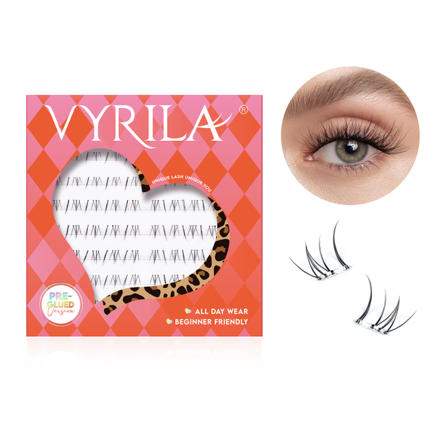 VYRILA Self Adhesive Bottom Lash Clusters No Glue Needed DIY Eyelash Extensions Portable Pre Glued Bottom Lashes ZE94