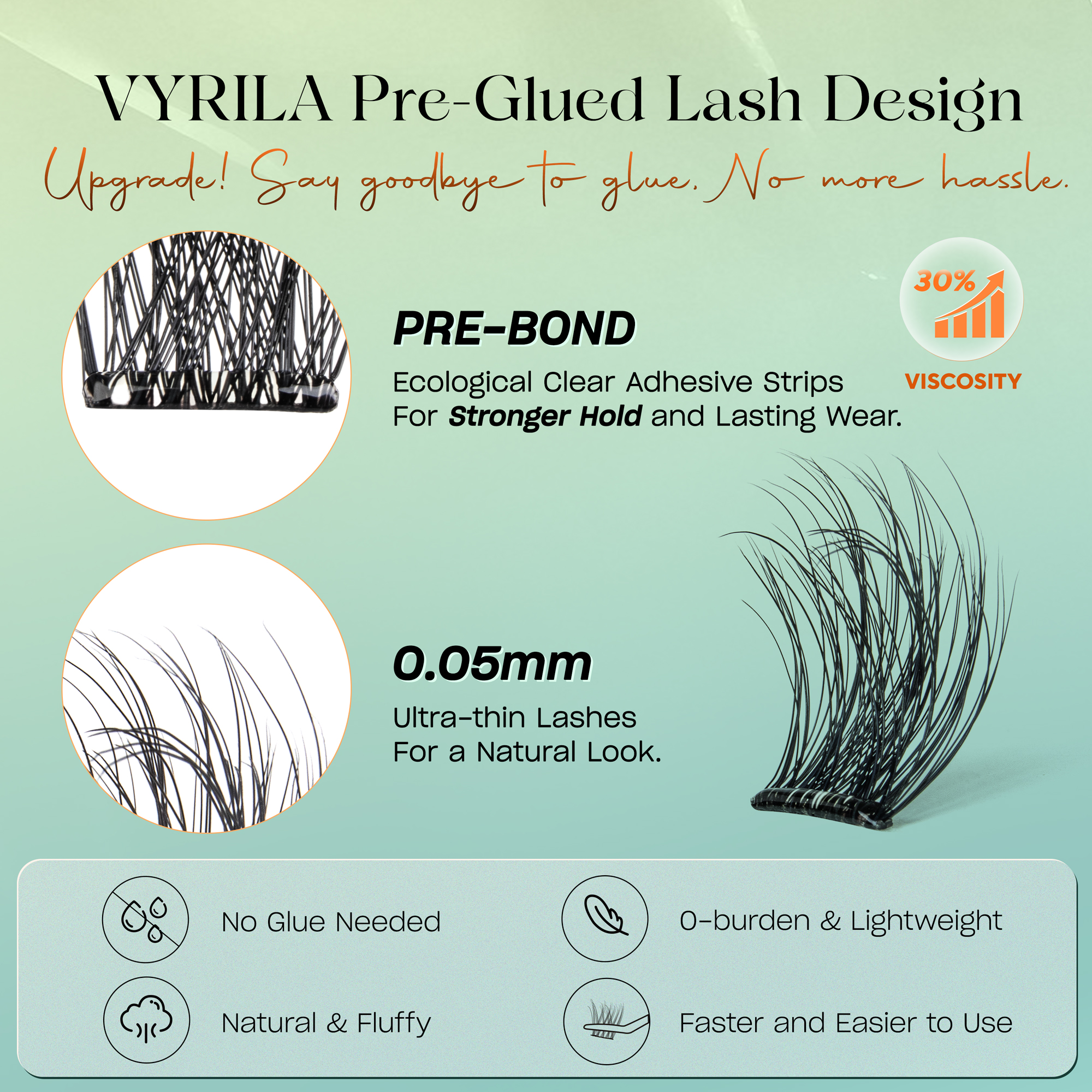 VYRILA Self Adhesive Lash Clusters No Glue Needed DIY Eyelash Extensions Pre Glued-Muse