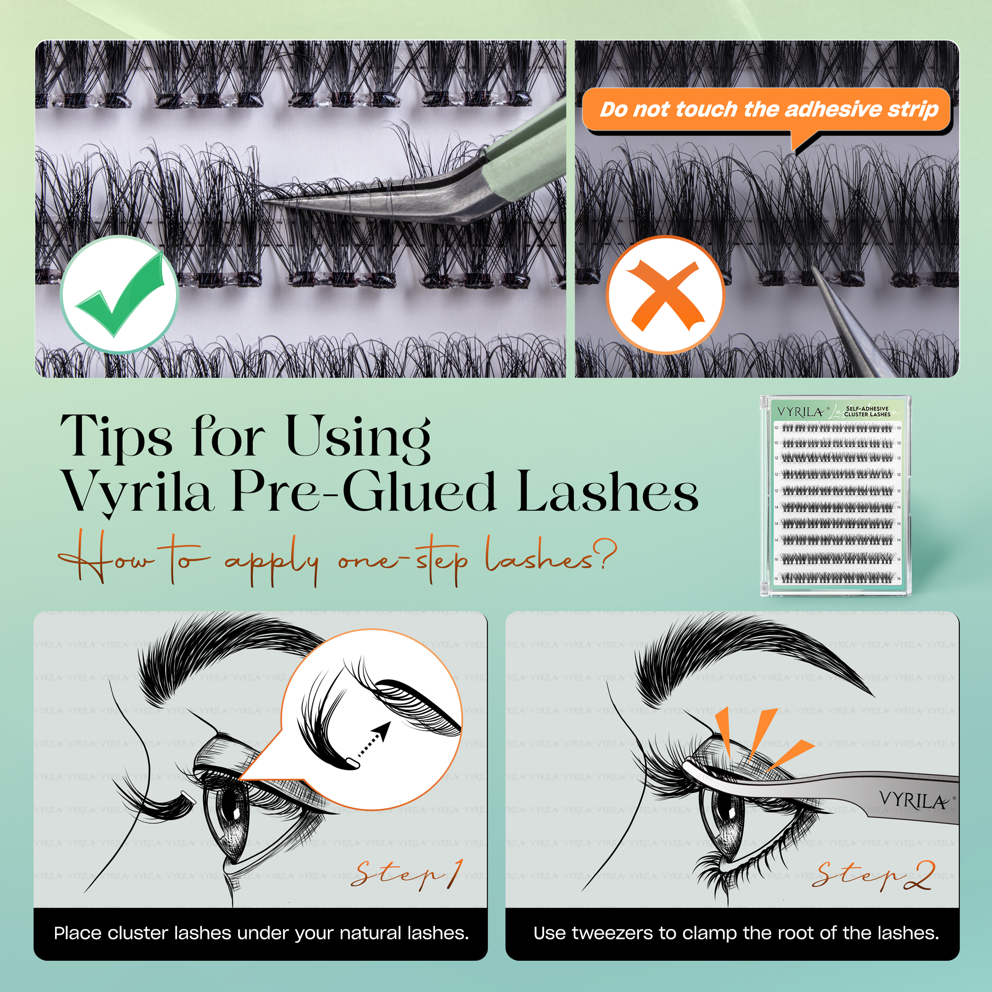 VYRILA Self Adhesive Lash Clusters No Glue Needed DIY Eyelash Extensions Pre Glued-Soul