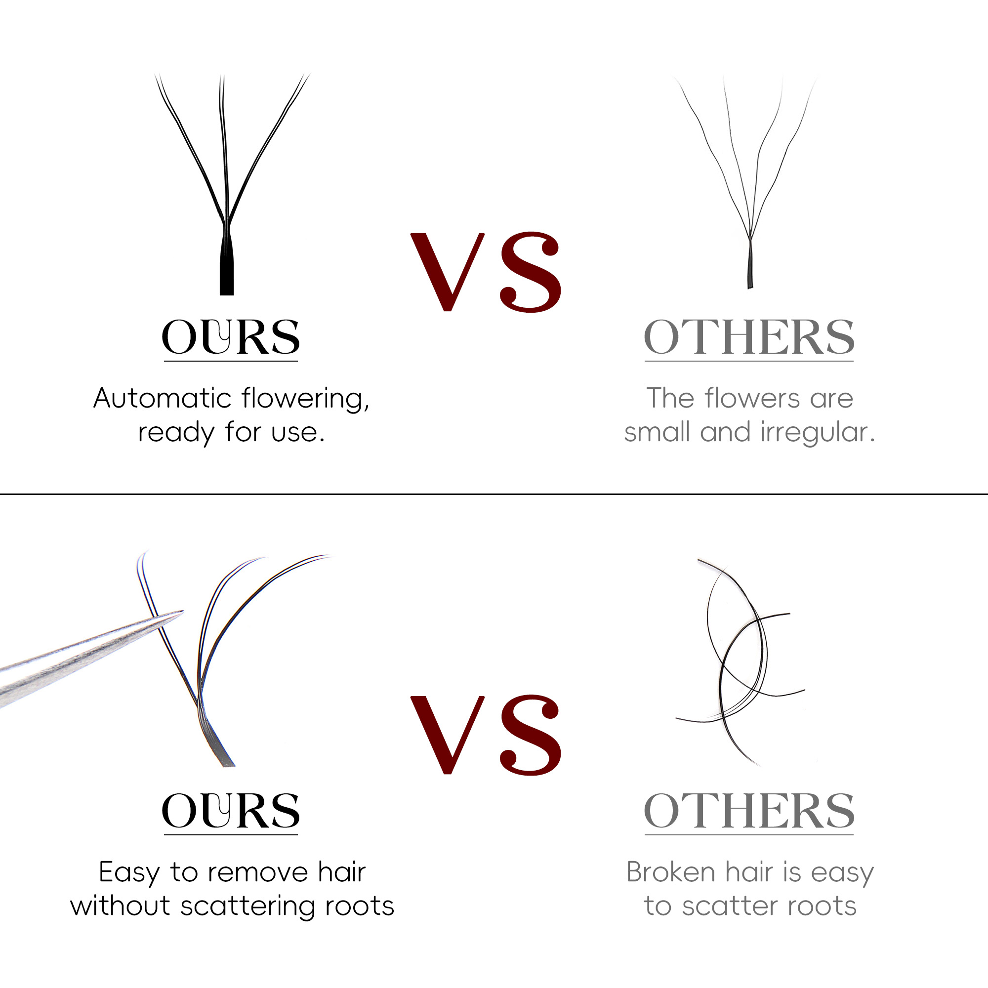 BEFER W 6D Shaped Premade Fans Eyelashes Extensions