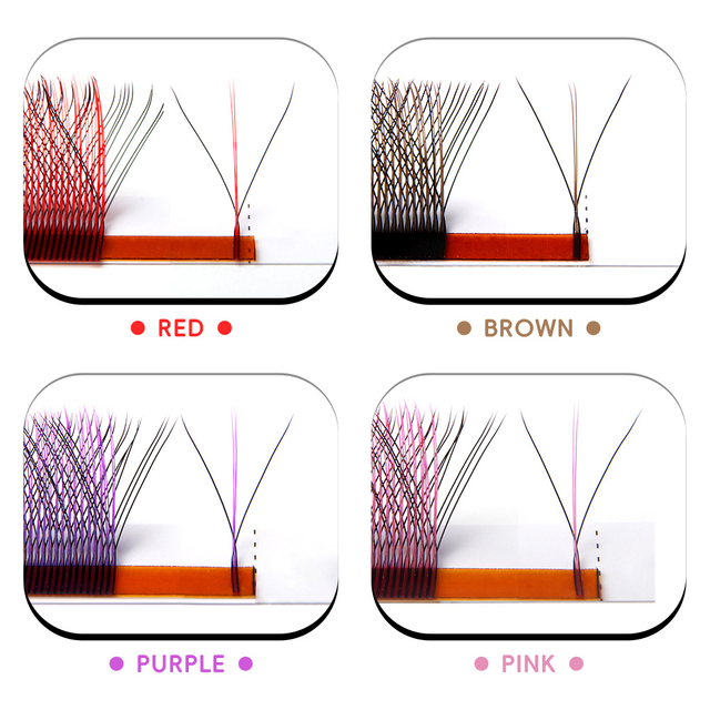 Extensiones de pestañas de colores Púrpura Rosa Marrón Rojo Extensiones de pestañas