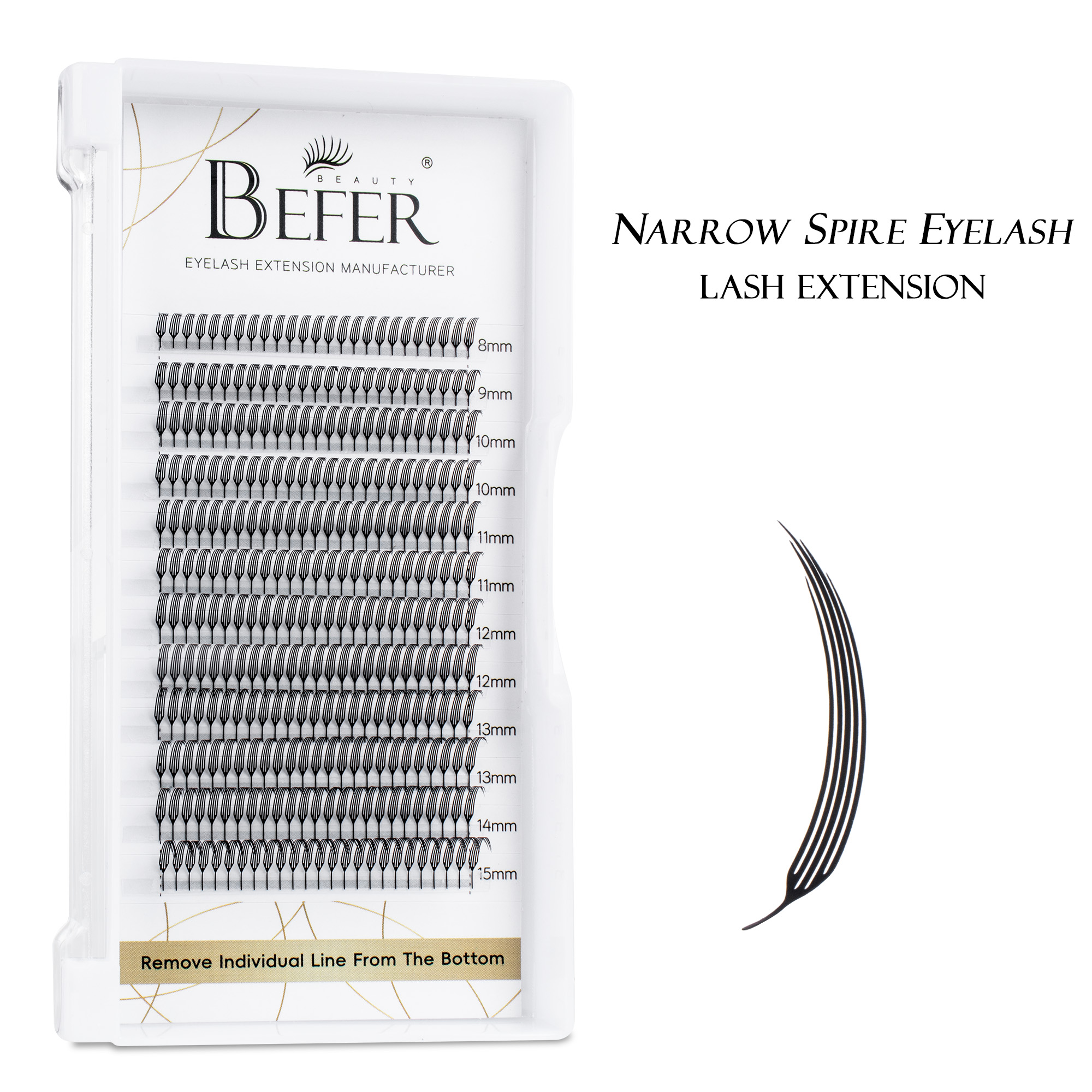 BEFER Narrow Spire Eyelash Comic Spire Eyelashes Automatic Flowering Premade Fans Eyelashes
