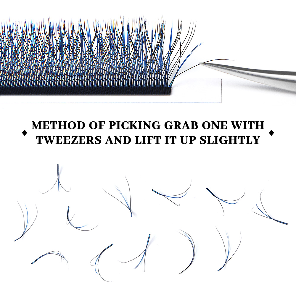 BEFER Green W Shaped Bloom 3D Automatic Flowering Premade Fans Eyelashes