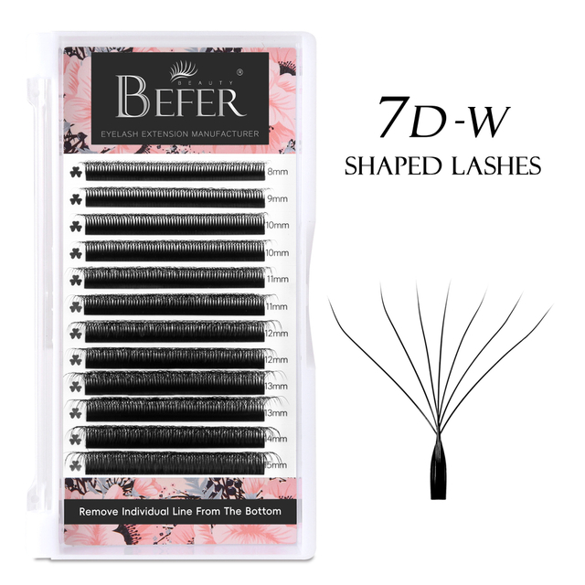 BEFER 7D W Shaped Premade Fans Eyelashes Extensions