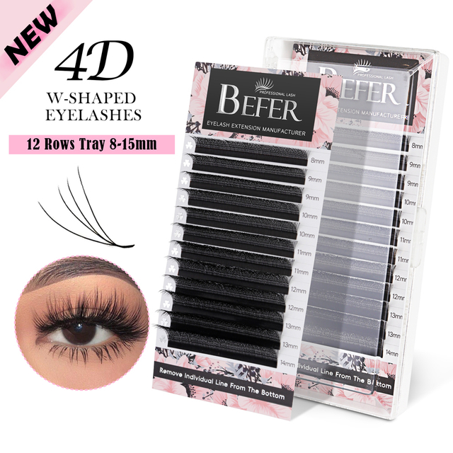 BEFER 4D W Shaped Premade Fans Eyelashes Extensions