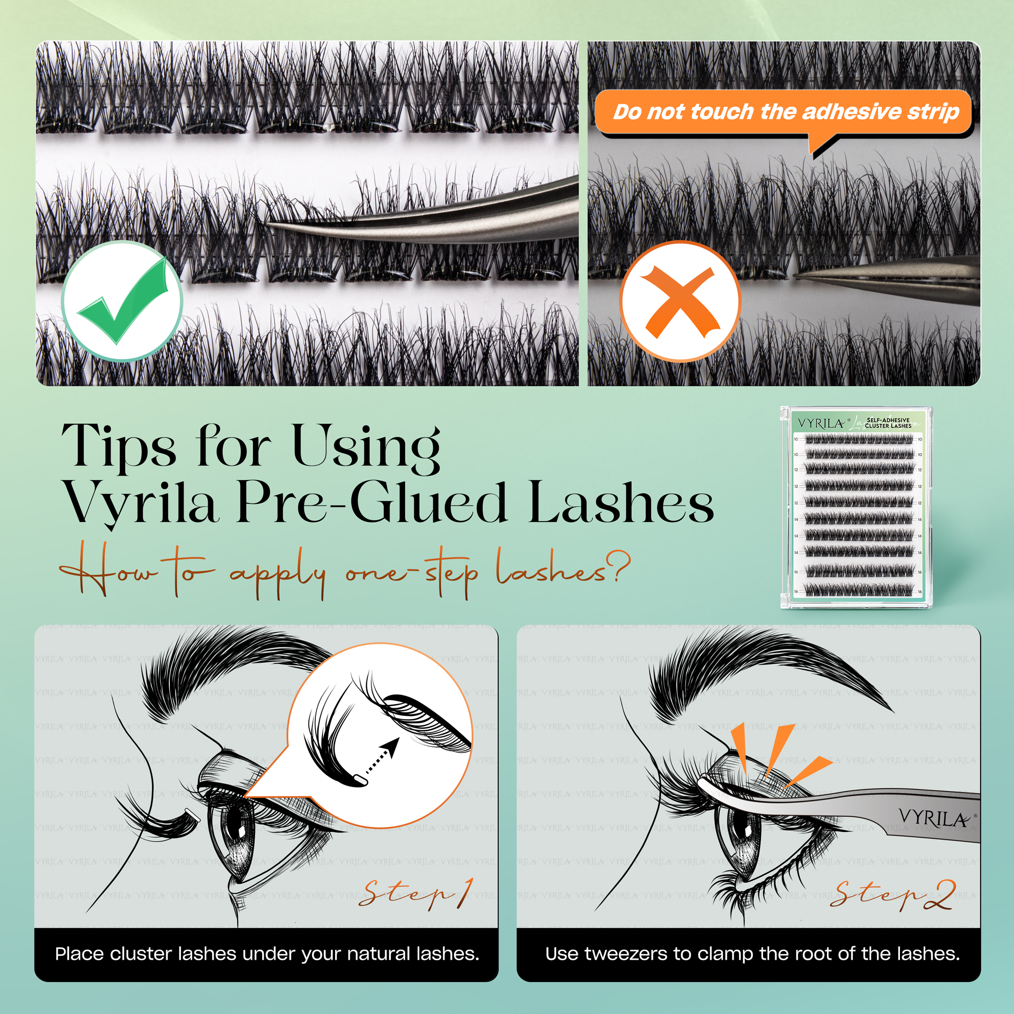 VYRILA Self Adhesive Lash Clusters No Glue Needed DIY Eyelash Extensions Pre Glued-Muse