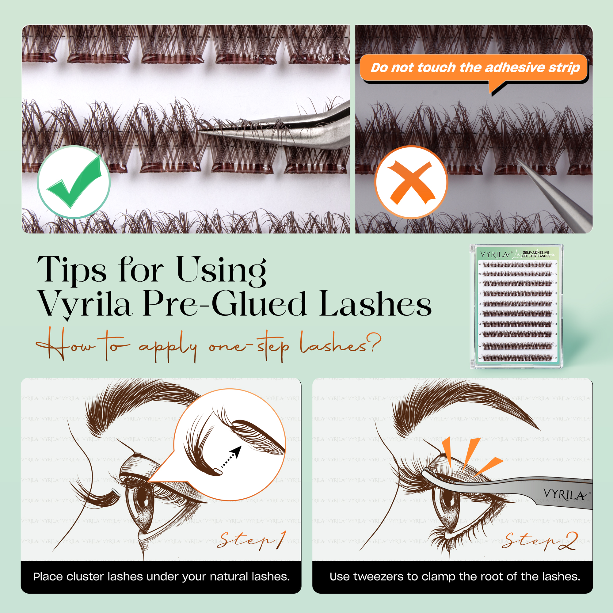 VYRILA Self Adhesive Lash Clusters Brown Colour lash clusters No Glue Needed DIY Eyelash Extensions Pre Glued-Joy