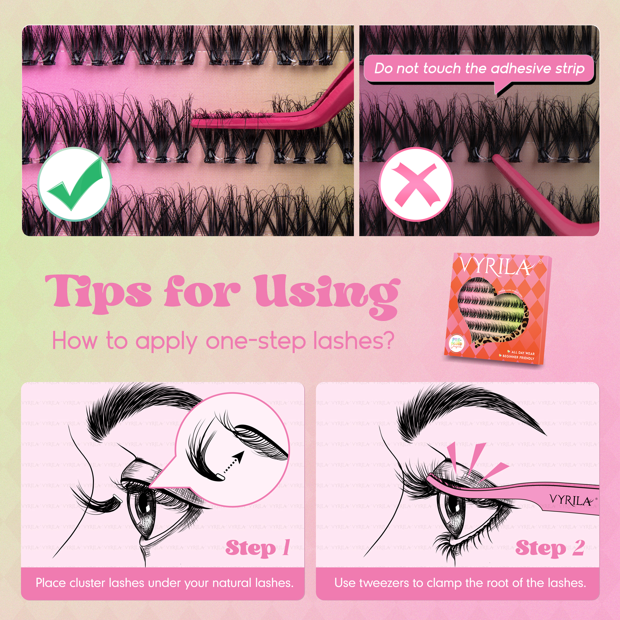 VYRILA Self Adhesive Lash Clusters No Glue Needed DIY Eyelash Extensions Portable Pre Glued-Soul Lashes