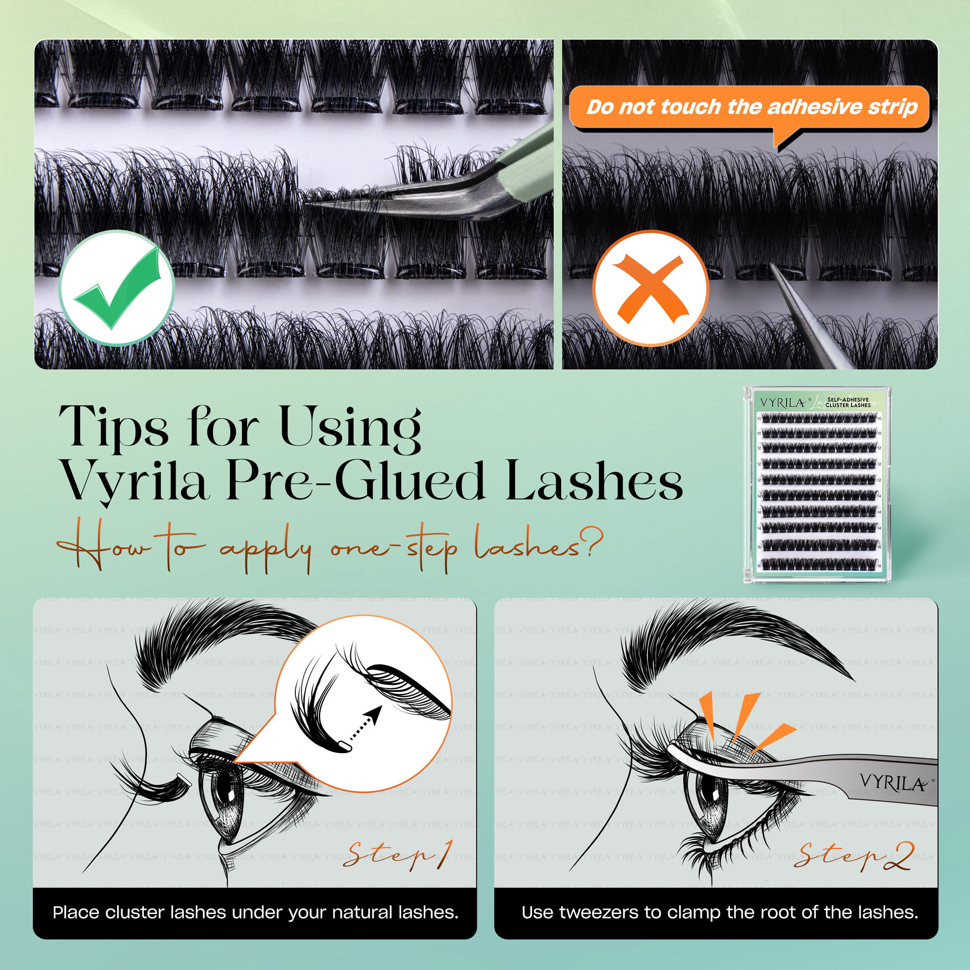 VYRILA Self Adhesive Lash Clusters No Glue Needed DIY Eyelash Extensions Pre Glued-Lushy