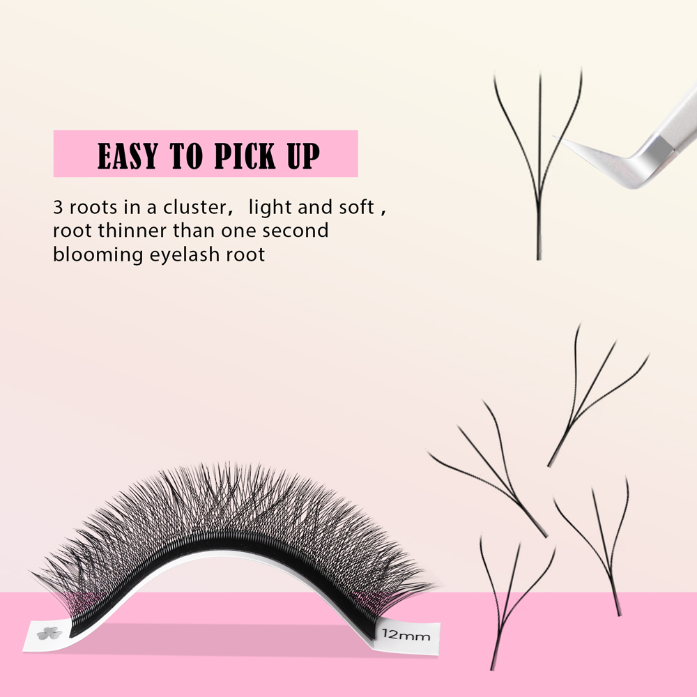 BEFER 3D W Shaped Premade Fans Eyelashes Extensions