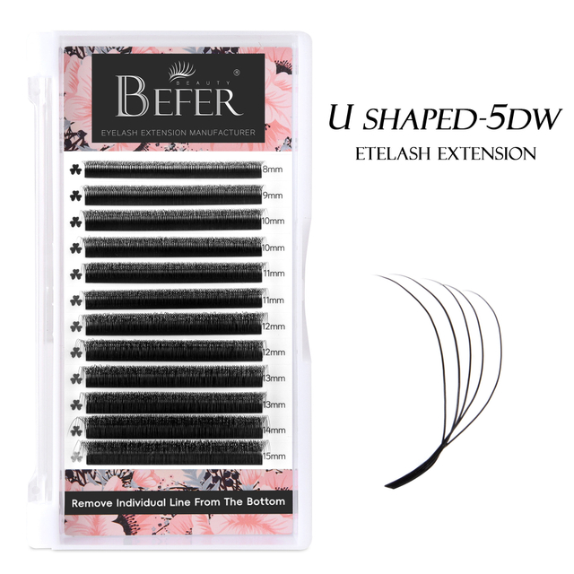 BEFER U Shape 4D W Eyelashes Premade Fans Eyelashes Extensions