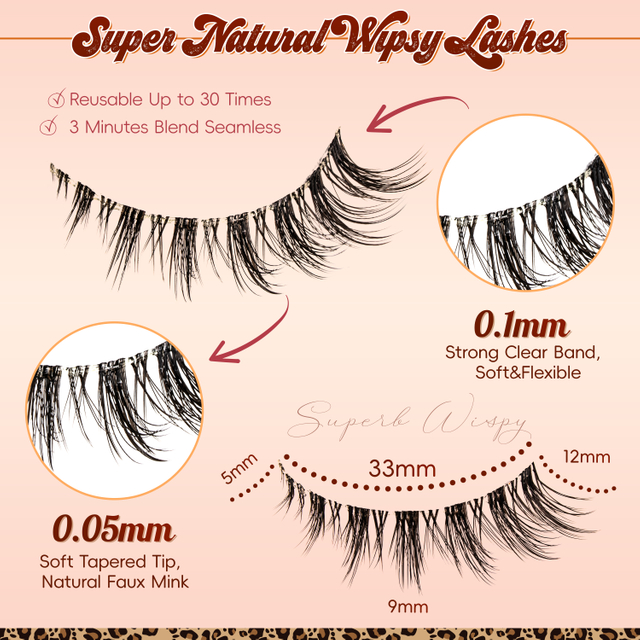 3D Natural Fluffy Faux Mink False Eyelashes Strip Lashes