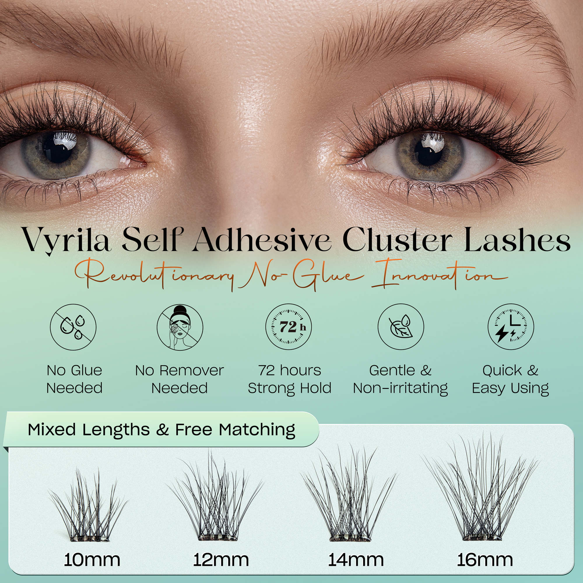 VYRILA Self Adhesive Lash Clusters No Need Glue Lash Clusters 