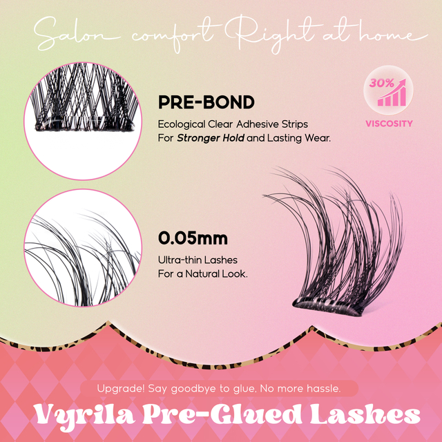 VYRILA Self Adhesive Lash Clusters No Glue Needed DIY Eyelash Extensions Portable Pre Glued-Joy Lashes