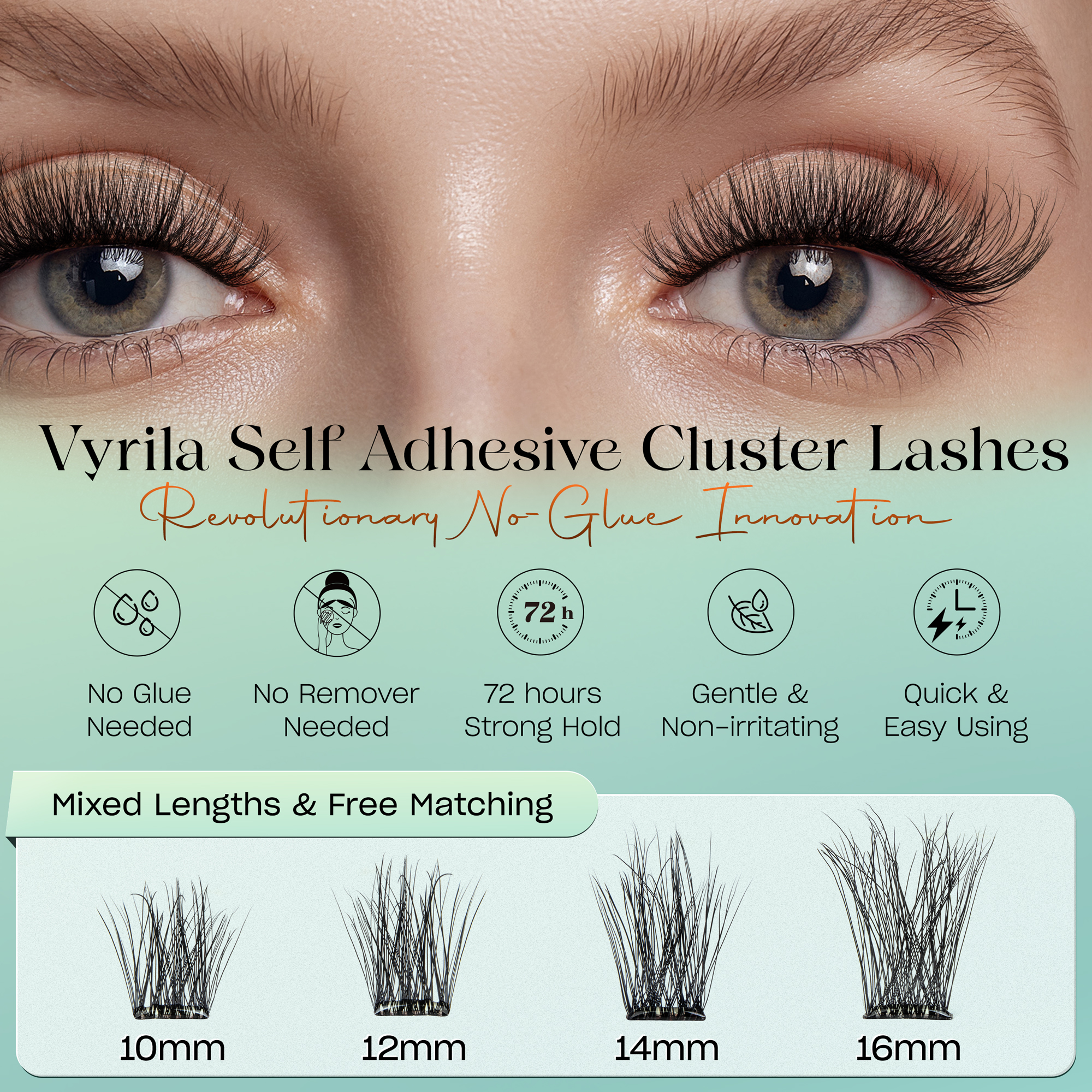 VYRILA Self Adhesive Lash Clusters No Glue Needed DIY Eyelash Extensions Pre Glued-Muse