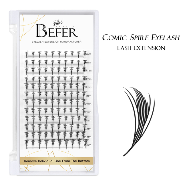 BEFER Comic Spire Eyelashes Pteris Automatic Flowering Premade Fans Eyelashes