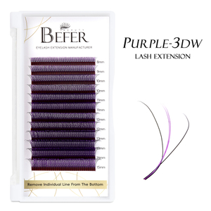 BEFER Purple W Shaped Bloom 3D Automatic Flowering Premade Fans Eyelashes