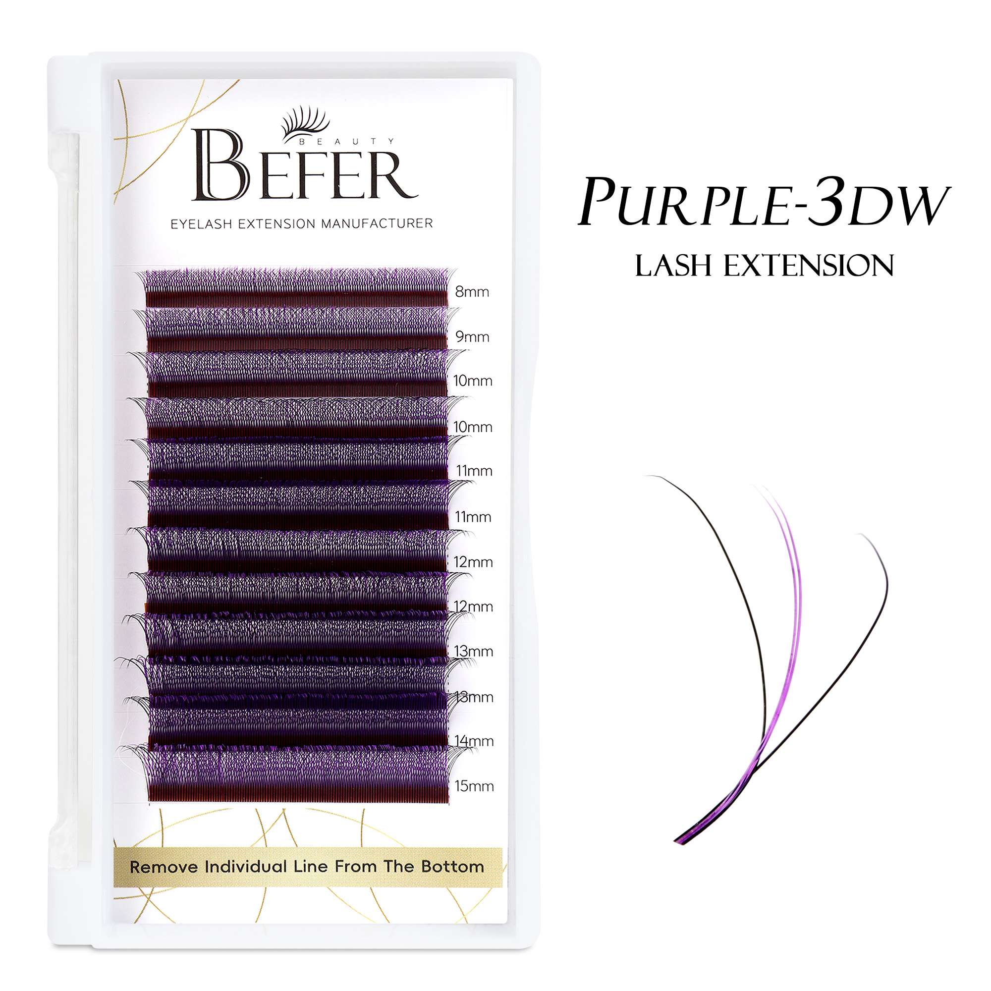 BEFER Purple W Shaped Bloom 3D Automatic Flowering Premade Fans Eyelashes