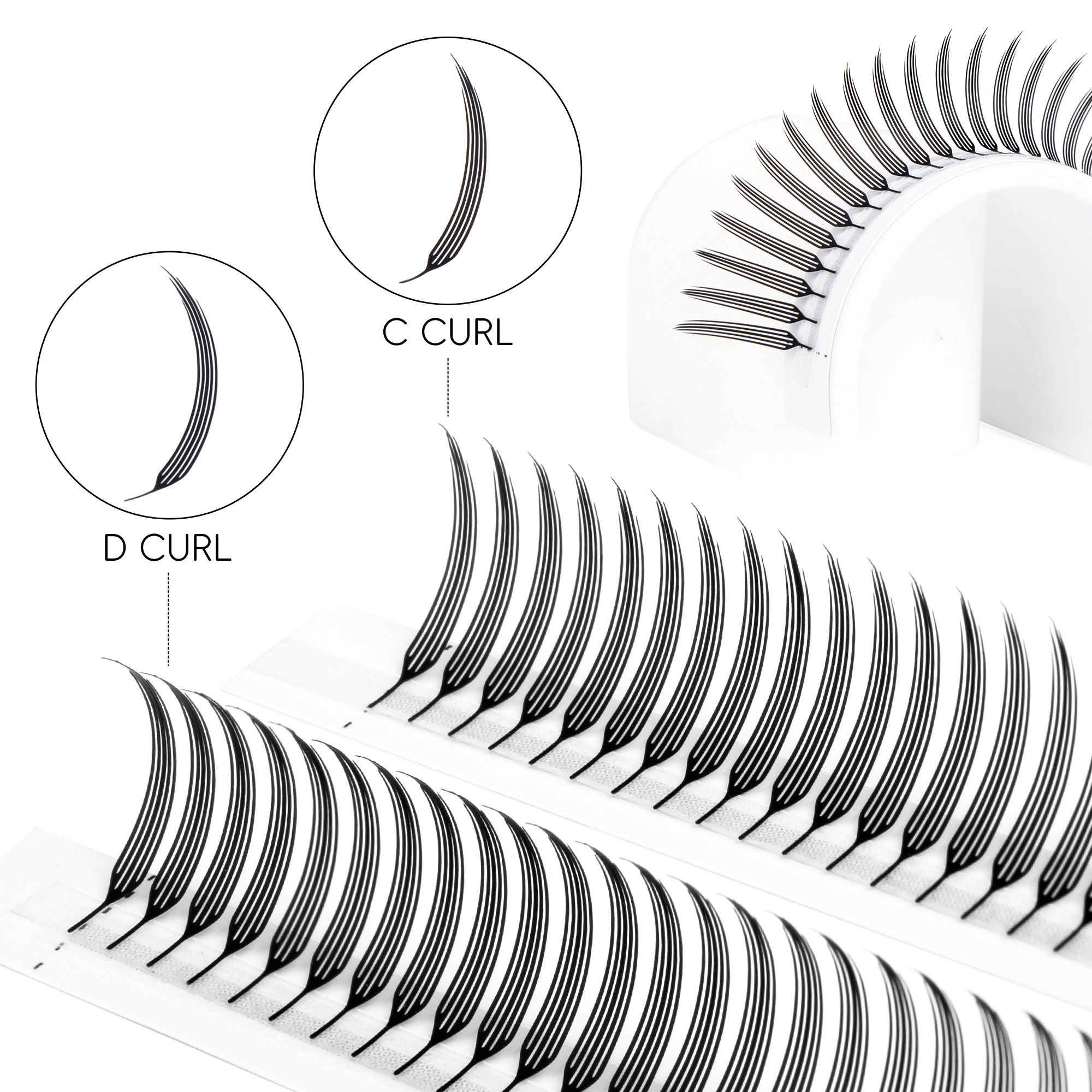 BEFER Narrow Spire Eyelash Comic Spire Eyelashes Automatic Flowering Premade Fans Eyelashes