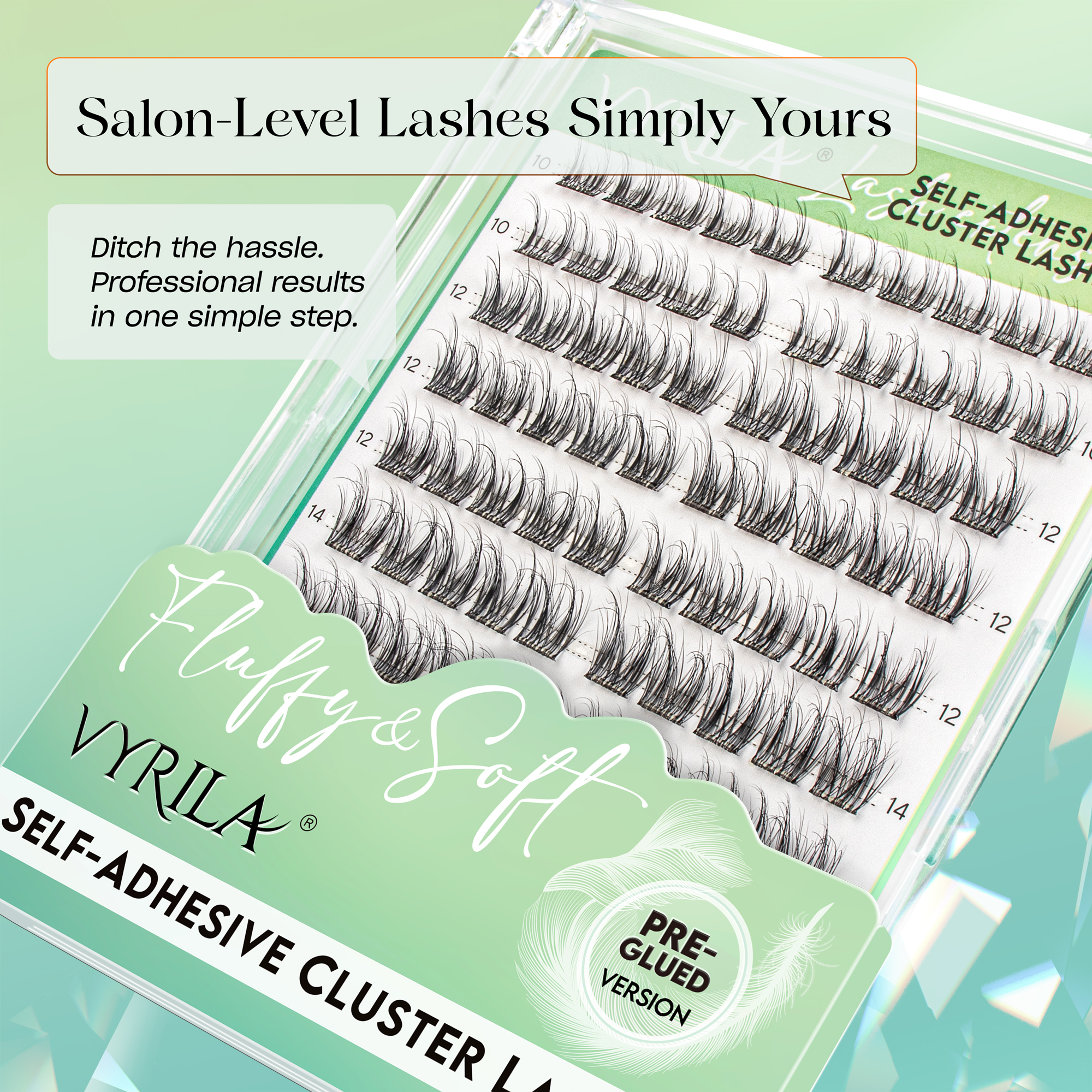 VYRILA Self Adhesive Lash Clusters No Glue Needed DIY Eyelash Extensions Pre Glued-Charm