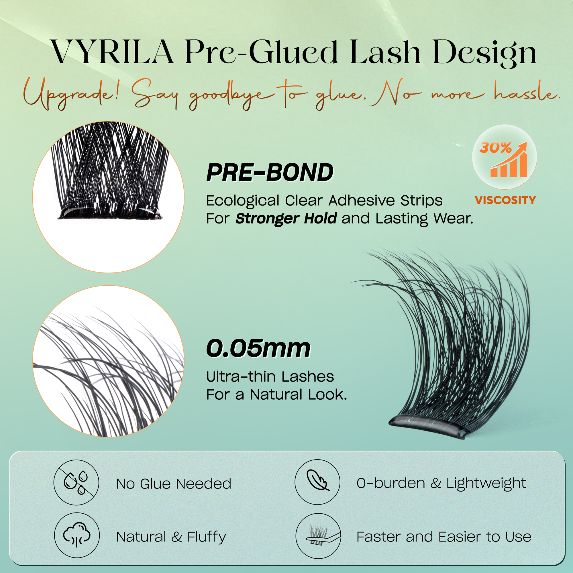 VYRILA Self Adhesive Lash Clusters No Glue Needed DIY Eyelash Extensions Pre Glued-Lushy