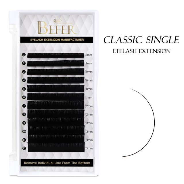 Classic Individual Lashes Extensions Black Professional Soft Natural Silk False Eyelashes