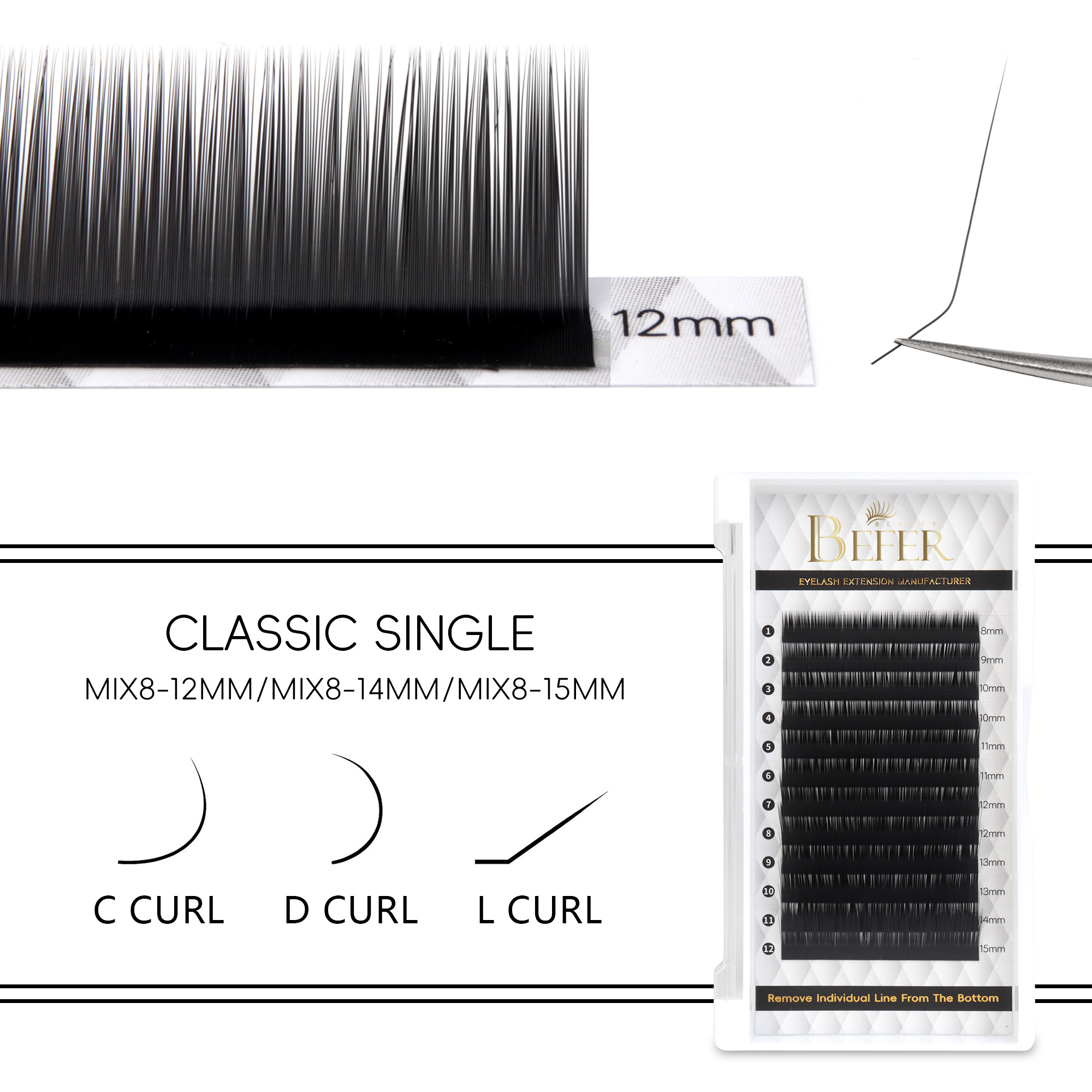 Classic Individual Lashes Extensions Black Professional Soft Natural Silk False Eyelashes