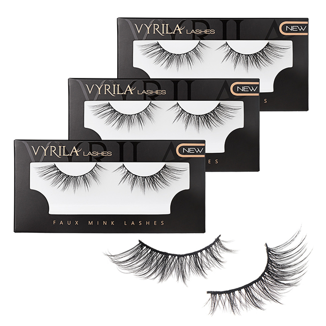 Faux Mink Cat Eye Lashes Wispy 3D Fluffy Volume Strip Lashes