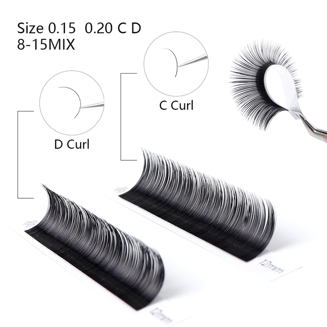 Ellipse Flat Lashes D Curl Salon ប្រើផ្នែកបន្ថែមរោមភ្នែក