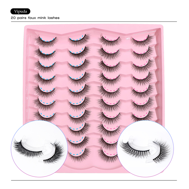 20 Pairs 3D Wispy Lashes False Eyelashes Faux Mink Eyelashes