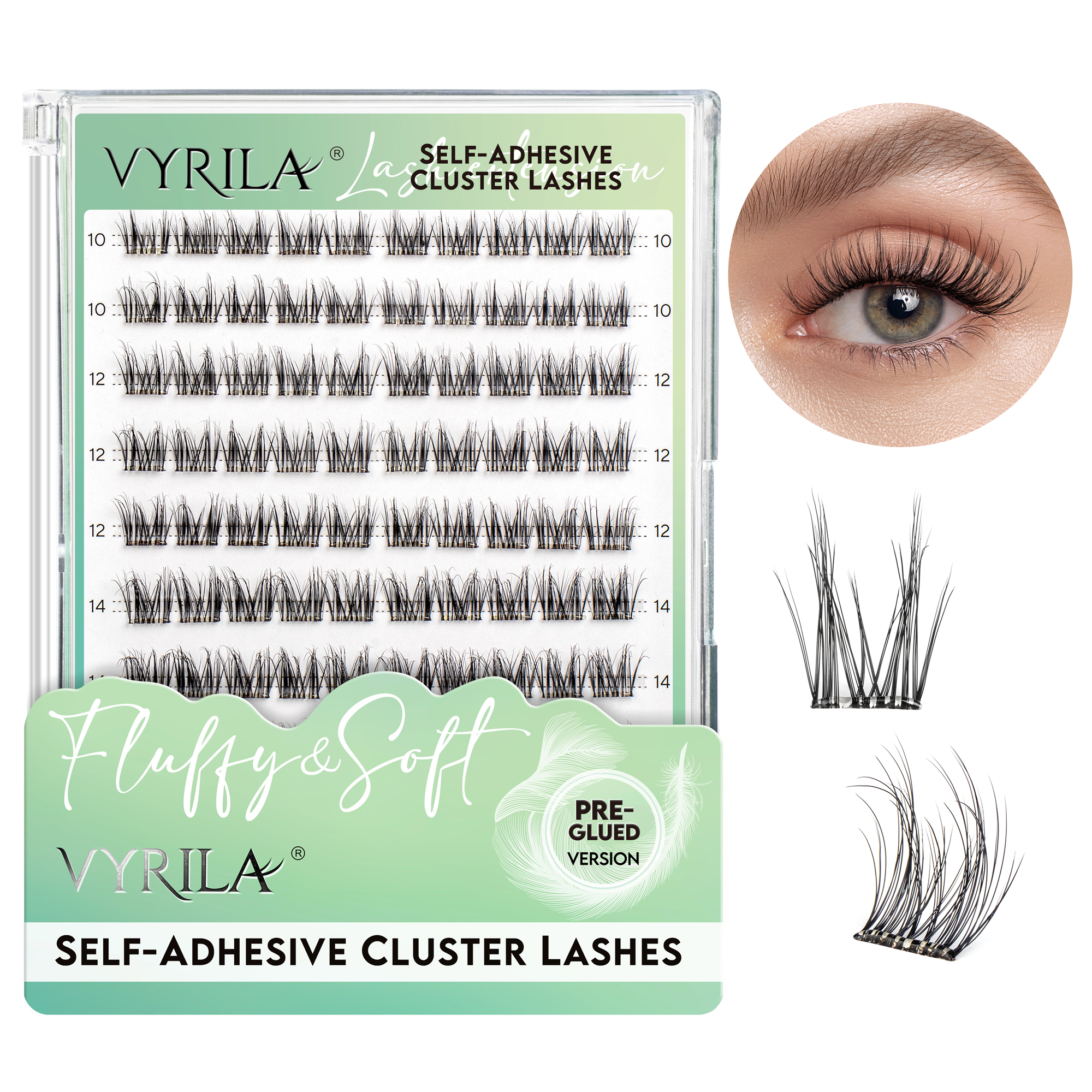 VYRILA Self Adhesive Lash Clusters No Glue Needed DIY Eyelash Extensions Pre Glued-Charm