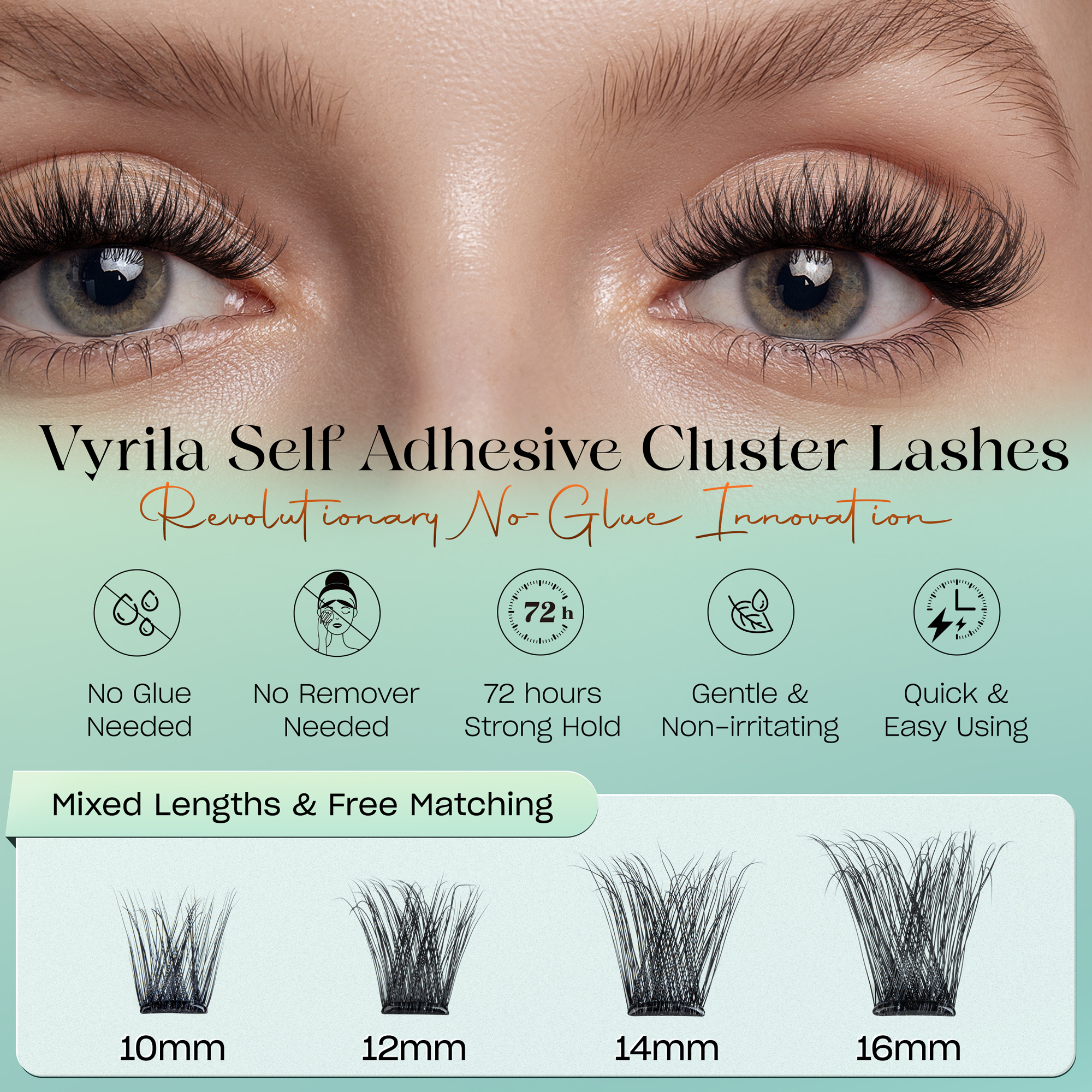 VYRILA Self Adhesive Lash Clusters No Glue Needed DIY Eyelash Extensions Pre Glued-Lushy