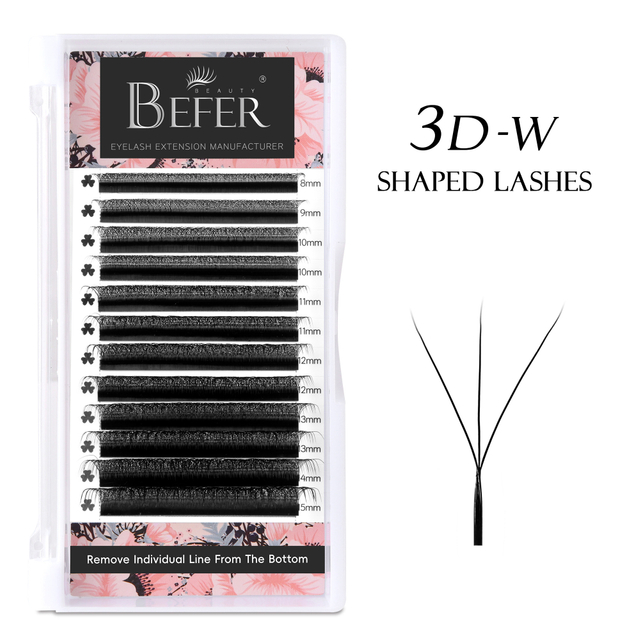 BEFER 3D W Shaped Premade Fans Eyelashes Extensions