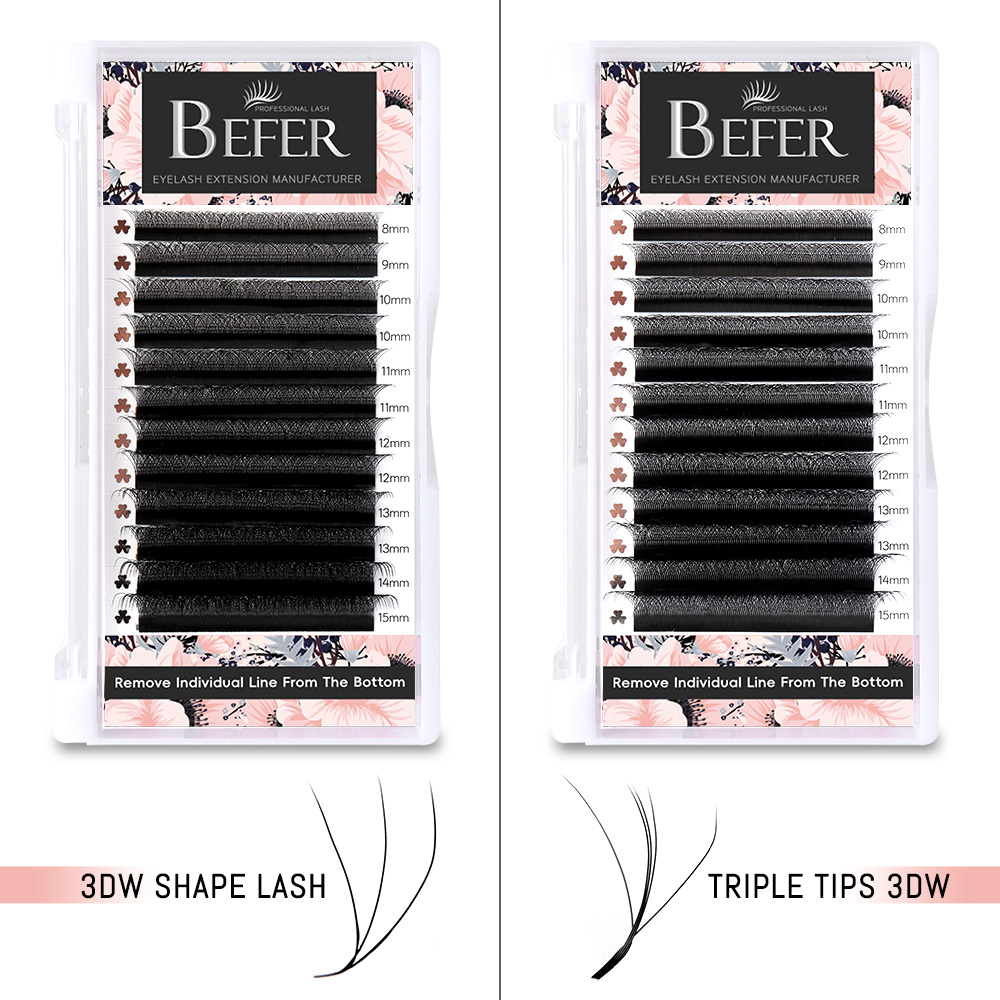  BEFER 3 Split Tips 3D W Shaped Premade Fans Eyelashes Extensions
