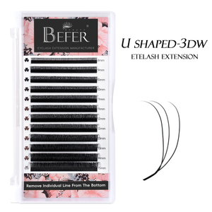 BEFER U Shape 3D W Eyelashes Premade Fans Eyelashes Extensions