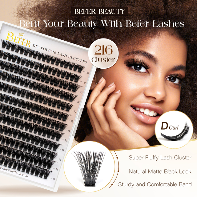 80D Fluffy Individual Lashes D Curl Volume Eyelash Clusters