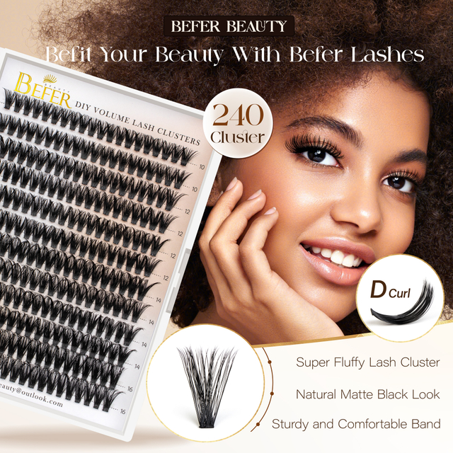 Fluffy 60D Thick Lash Clusters D Curl Individual Lashes