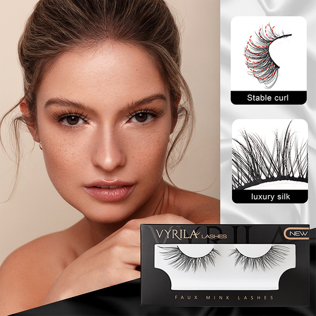 Faux Mink Cat Eye Lashes Wispy 3D Fluffy Volume Strip Lashes