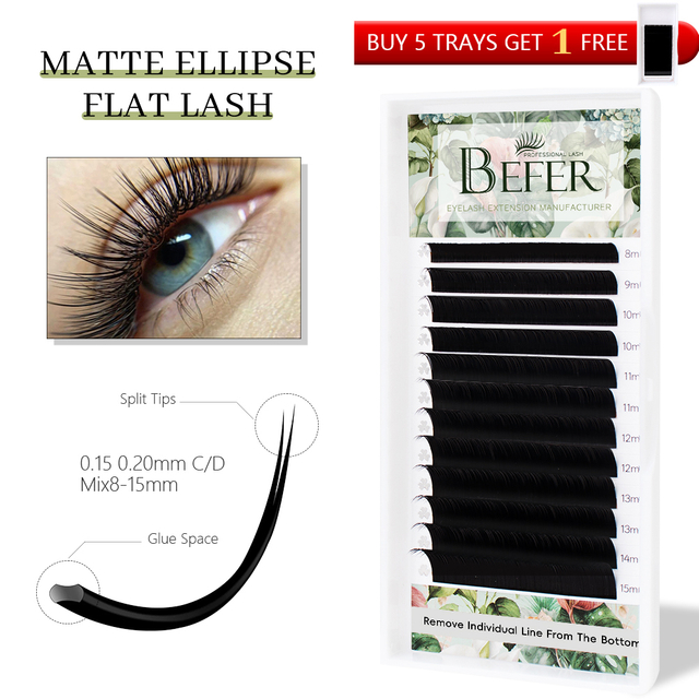 Ellipse Flat Lashes D Curl Saluni Tumia Upanuzi wa Lash