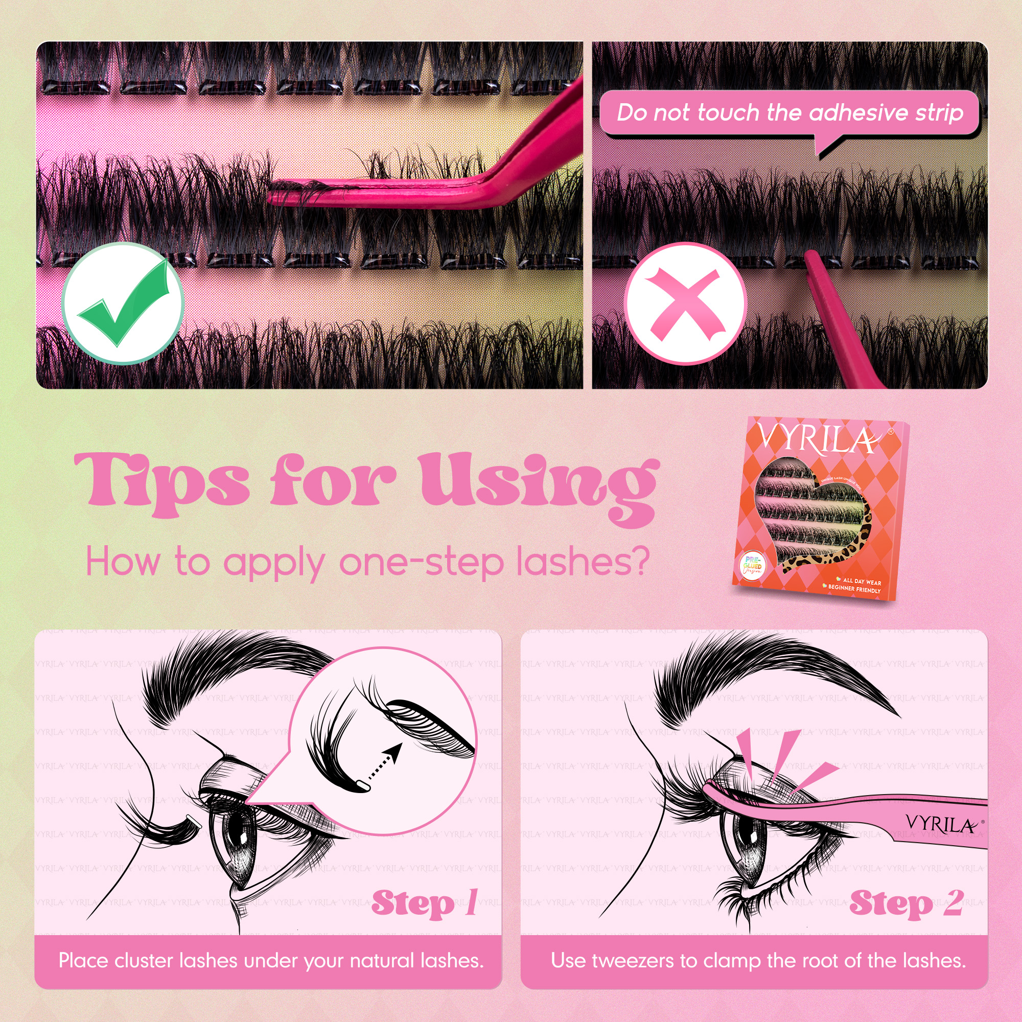 VYRILA Self Adhesive Lash Clusters No Glue Needed DIY Eyelash Extensions Portable Pre Glued-Muse Lashes