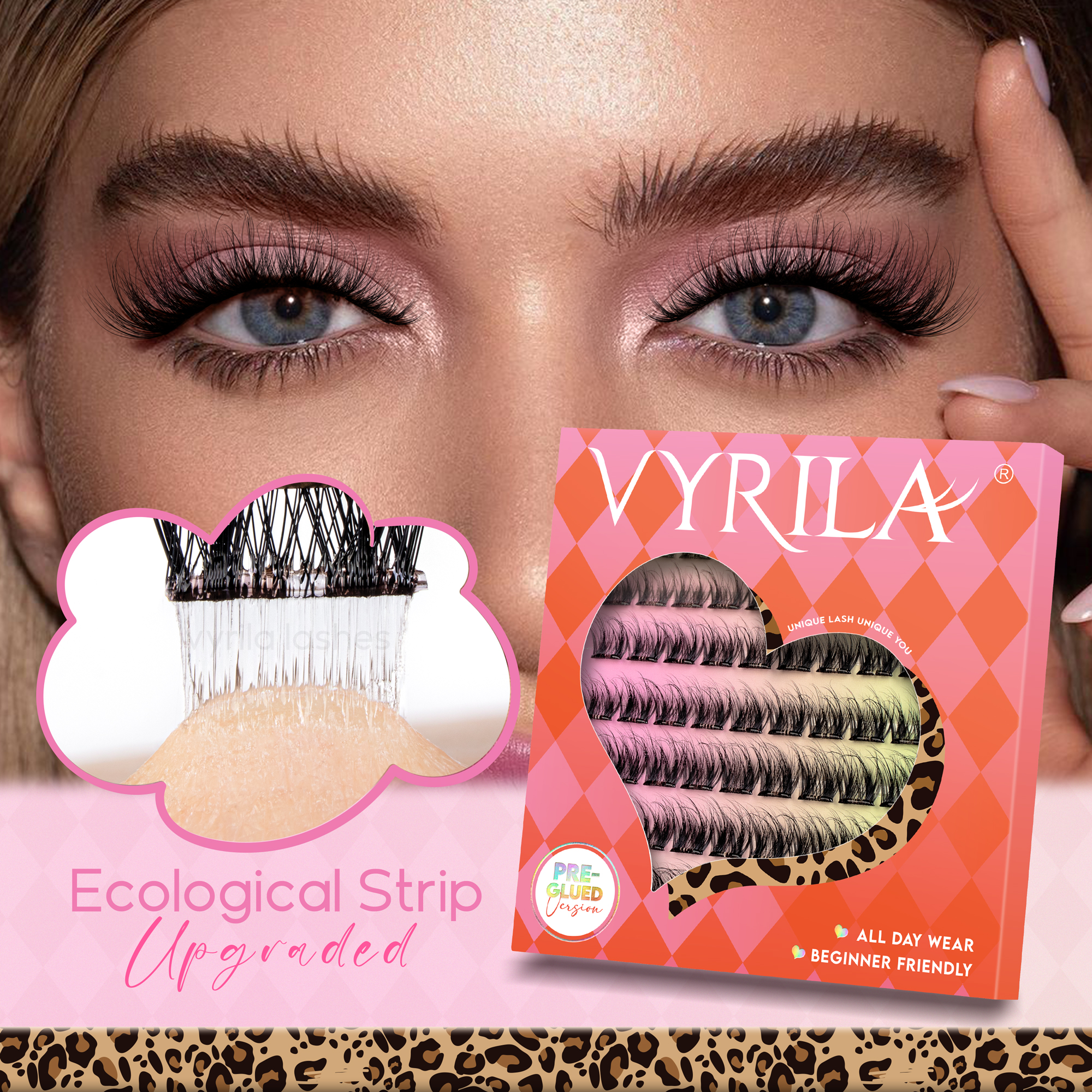 VYRILA Self Adhesive Lash Clusters No Glue Needed DIY Eyelash Extensions Portable Pre Glued-Joy Lashes