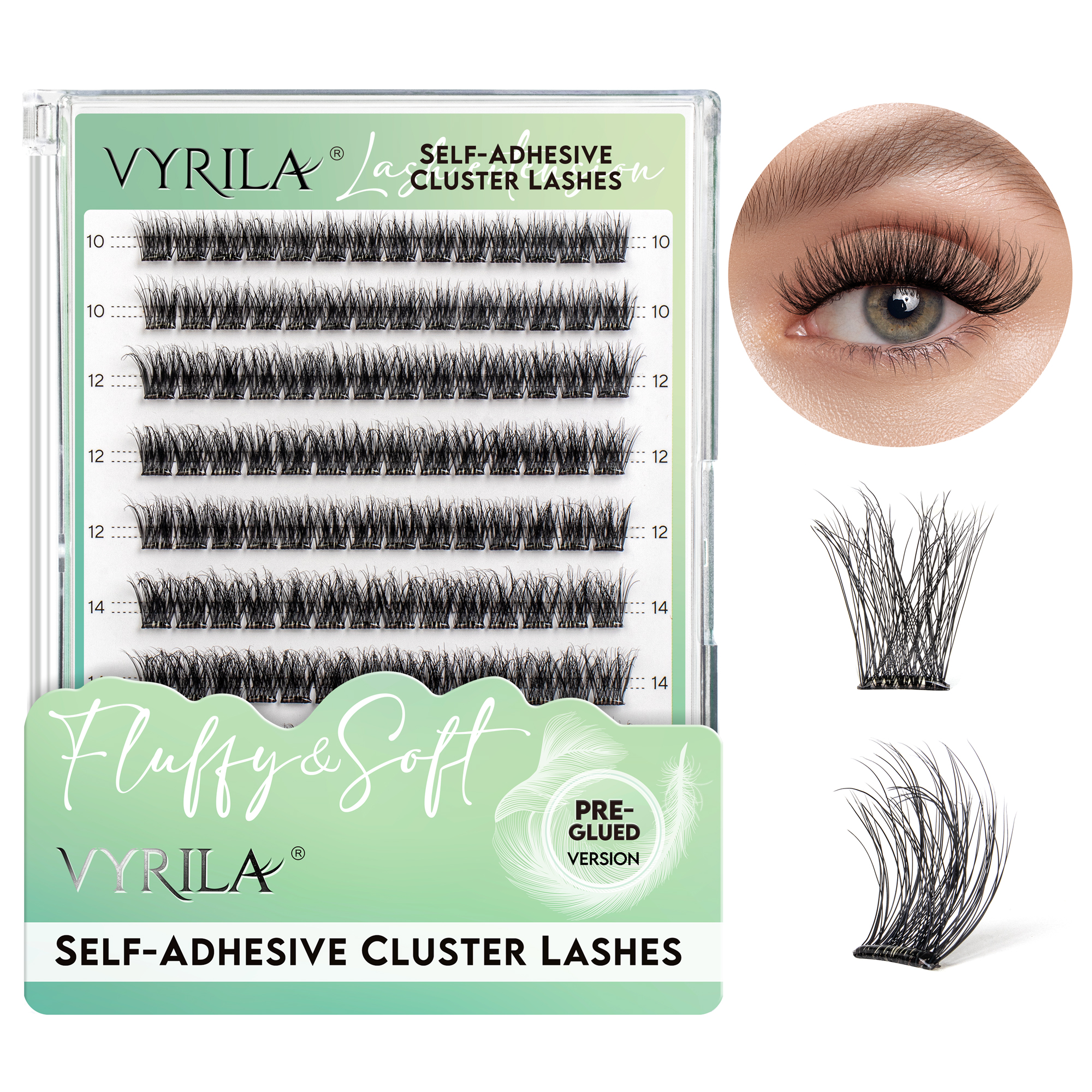 VYRILA Self Adhesive Lash Clusters No Glue Needed DIY Eyelash Extensions Pre Glued-Muse