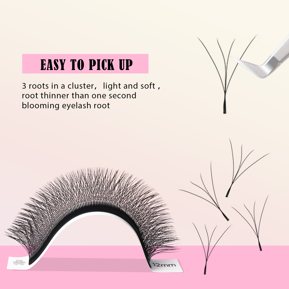 BEFER 4D W Shaped Premade Fans Eyelashes Extensions