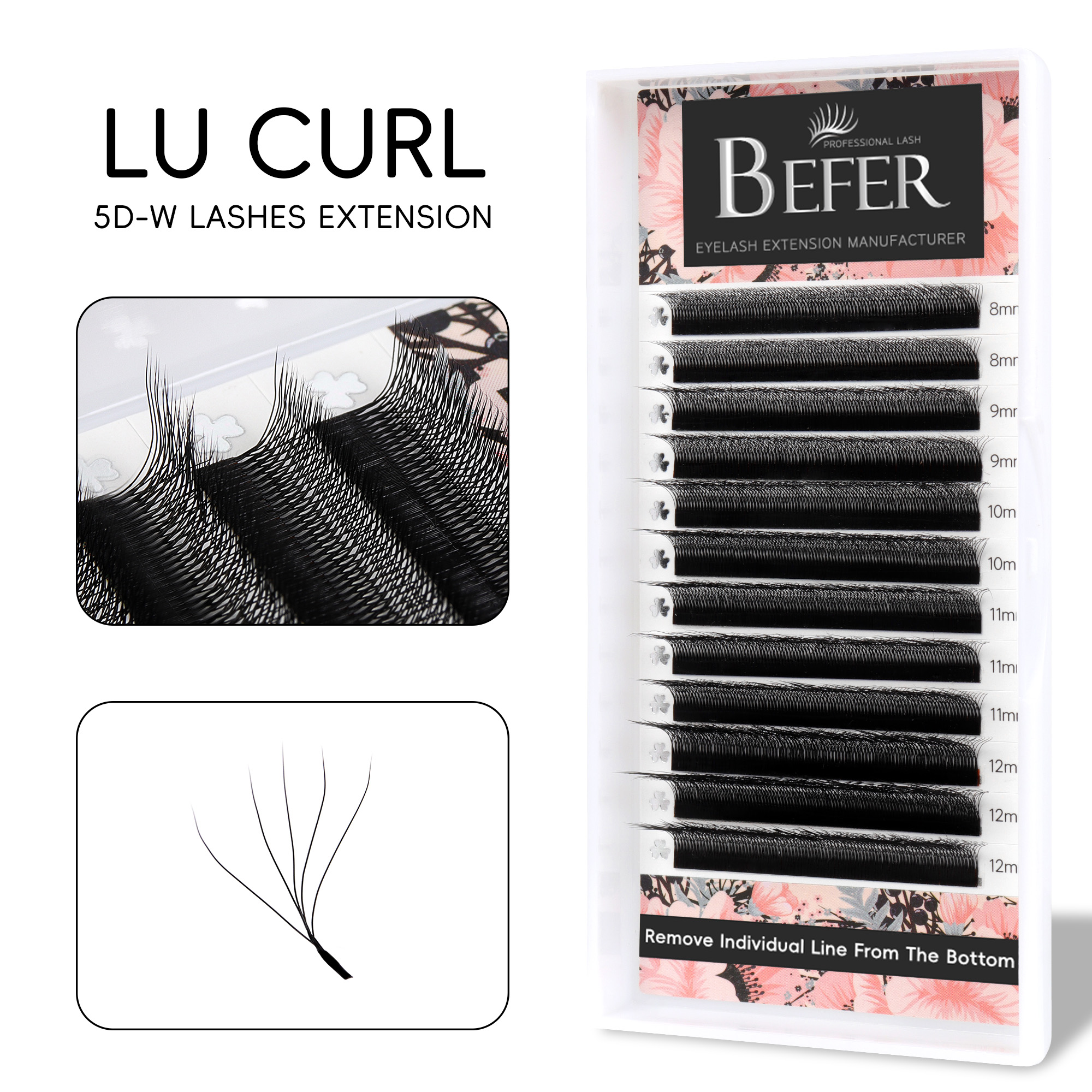 BEFER LU 3D W Shaped Premade Fans Eyelashes Extensions